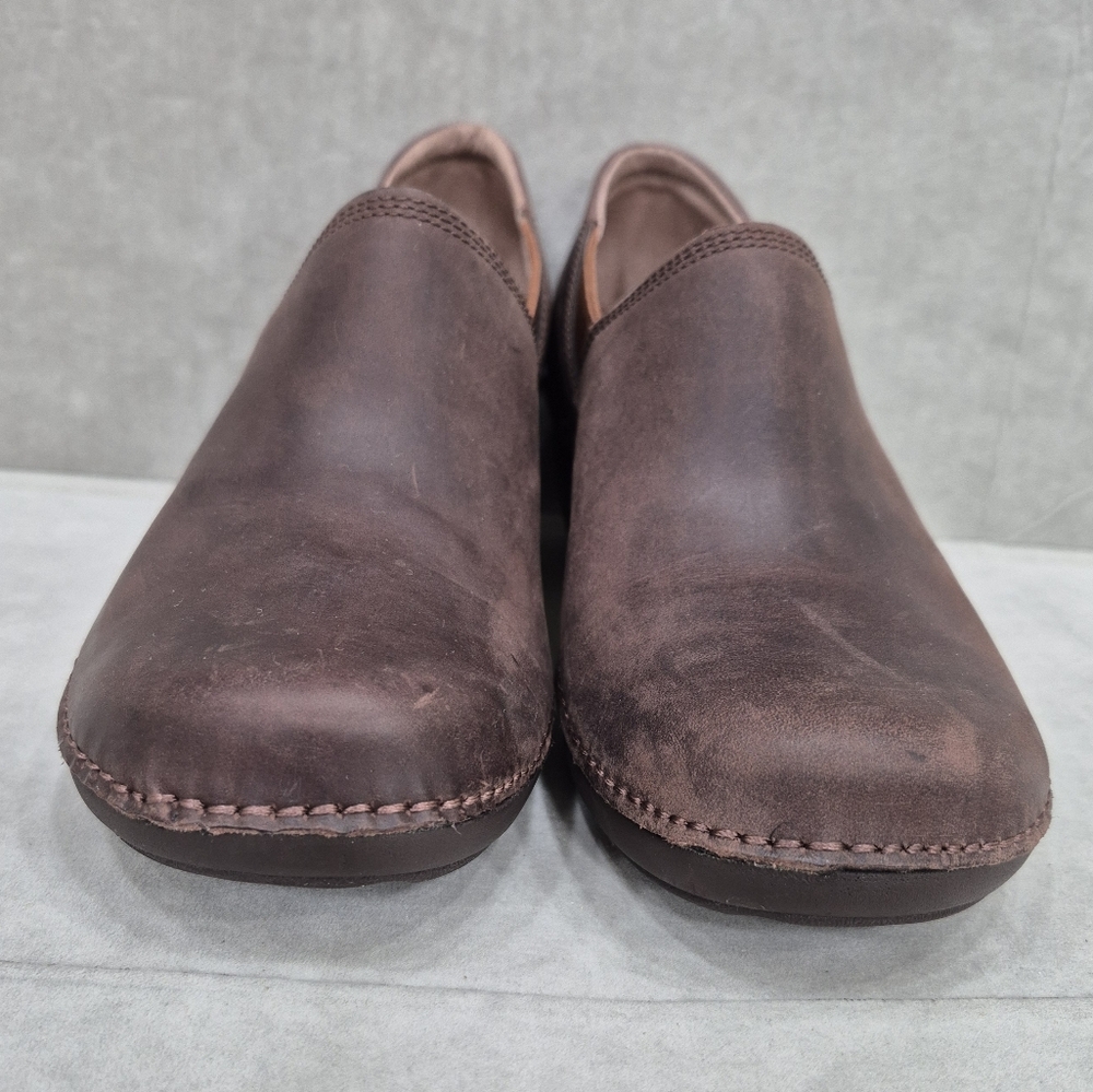 Merrell Emma clogs women's 7 brunette brown leather slip on elastic side panels - Picture 4 of 12